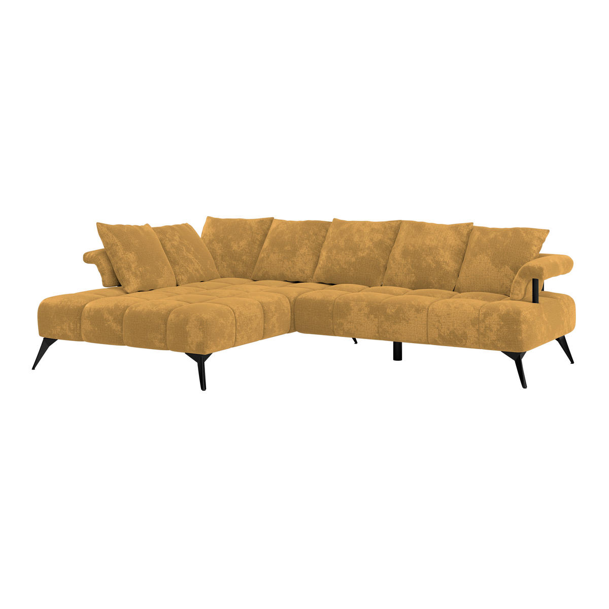 ECKSOFA in Flachgewebe Goldfarben  - Goldfarben/Schwarz, Modern, Kunststoff/Textil (200/297cm) - Livetastic
