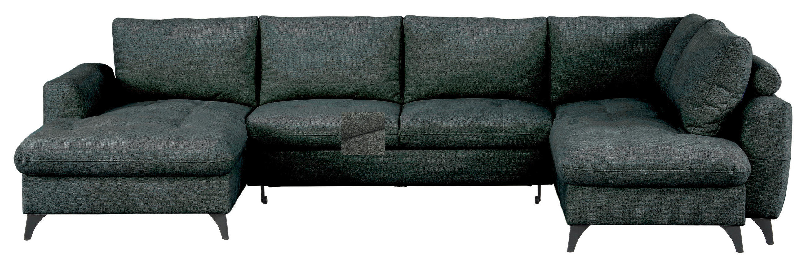 WOHNLANDSCHAFT Grau Chenille  - Schwarz/Grau, KONVENTIONELL, Textil/Metall (160/340/188cm) - Xora