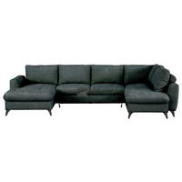 WOHNLANDSCHAFT Grau Chenille  - Schwarz/Grau, KONVENTIONELL, Textil/Metall (160/340/188cm) - Xora