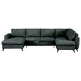 WOHNLANDSCHAFT Grau Chenille  - Schwarz/Grau, KONVENTIONELL, Textil/Metall (160/340/188cm) - Xora