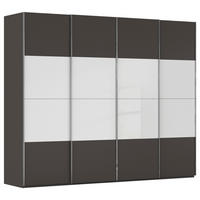 SCHWEBETÜRENSCHRANK 271/235/68 cm,  in Graphitfarben, Weiß, 4 Tür(en)  - Chromfarben/Graphitfarben, KONVENTIONELL, Glas/Holzwerkstoff (271/235/68cm) - Novel
