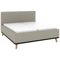 POLSTERBETT 160/200 cm,  in Hellgrau, Matratze, Lattenrost, Bettkasten, H2 + H2 = mittel  - Eichefarben/Hellgrau, Design, Holz/Textil (160/200cm) - Musterring