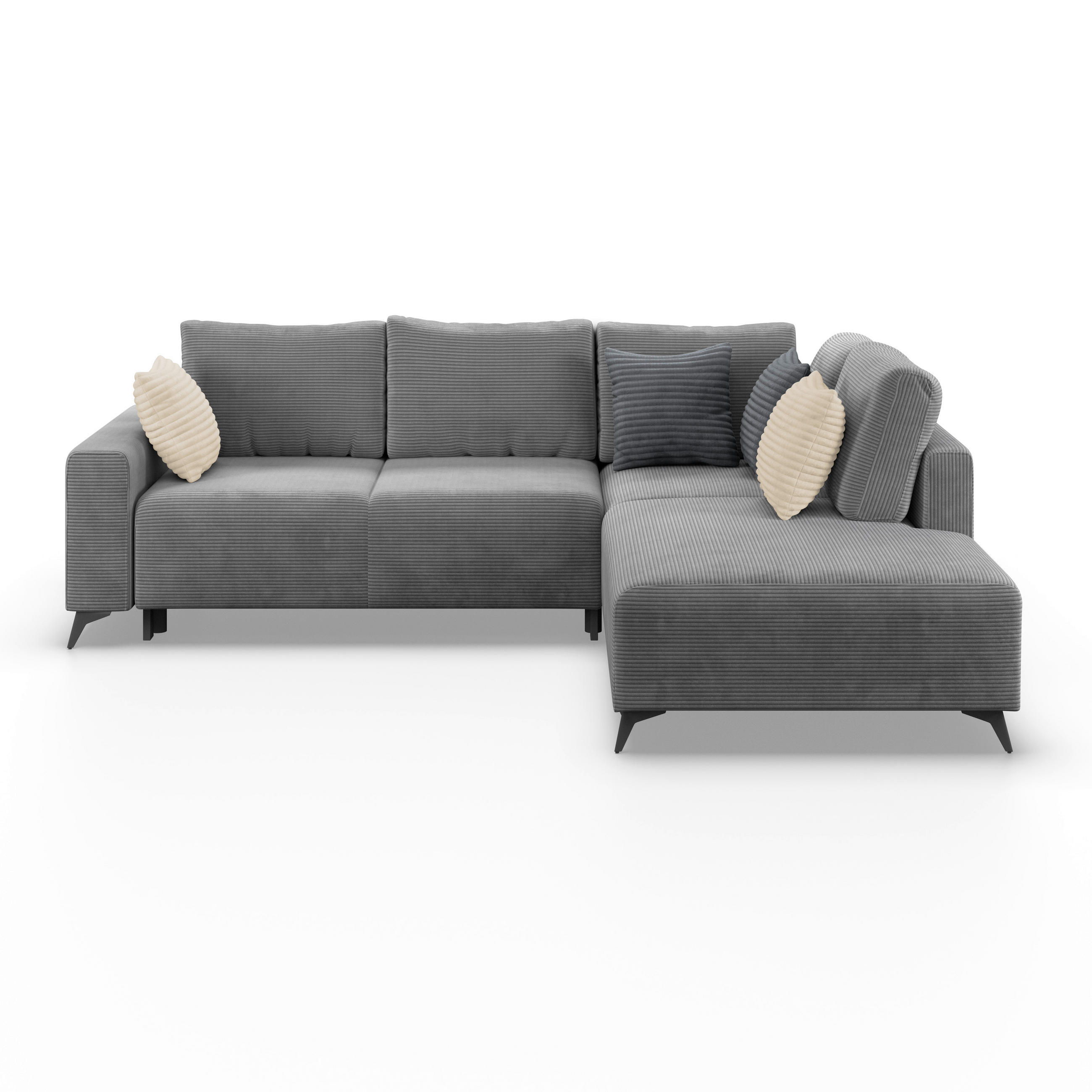 Ecksofa mit Schlaffunktion Viktor Grau Cord 270x212 cm