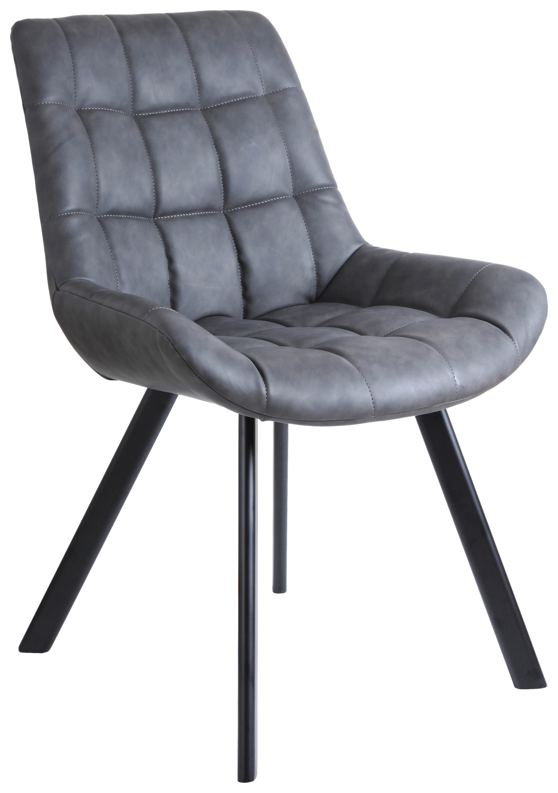 STUHL  in Eisen Lederlook Metall, Textil  - Schwarz/Grau, KONVENTIONELL, Textil/Metall (56/84/60cm) - Livetastic