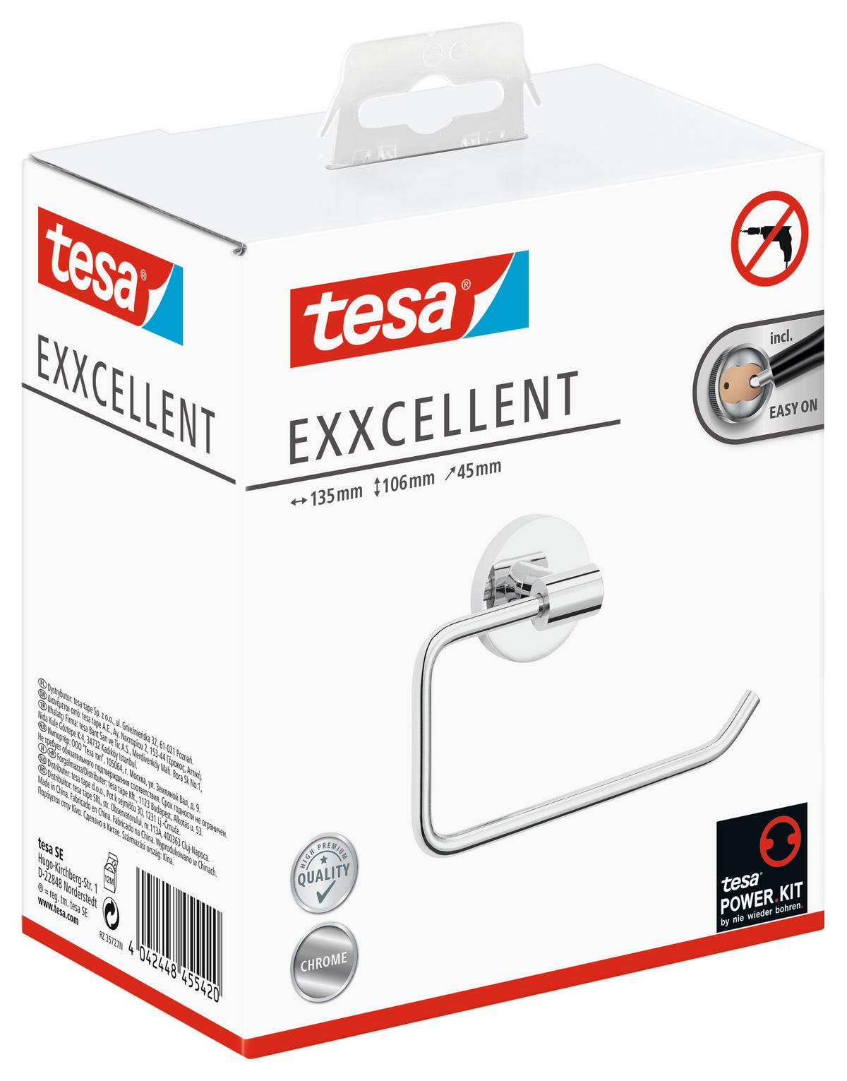 TOILETTENPAPIERHALTER - Chromfarben, Basics, Metall (14/11/5cm) - Tesa