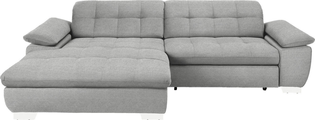 ECKSOFA in Mikrofaser Hellgrau  180/265 cm  - Chromfarben/Hellgrau, Design, Textil/Metall (180/265cm) - Carryhome