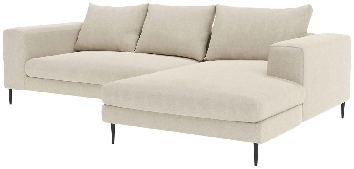 ECKSOFA in Struktur Beige  - Beige/Schwarz, Modern, Textil/Metall (275/170cm) - Trendmanufaktur