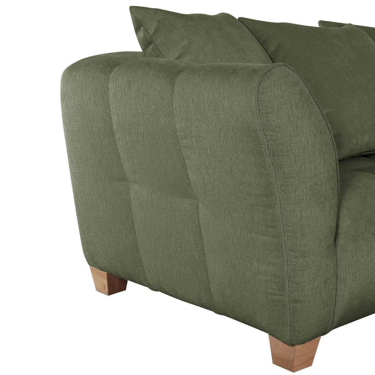 2-SITZER-SOFA Chenille Grün  - Naturfarben/Grün, KONVENTIONELL, Holz/Textil (185/72/95cm) - Milino