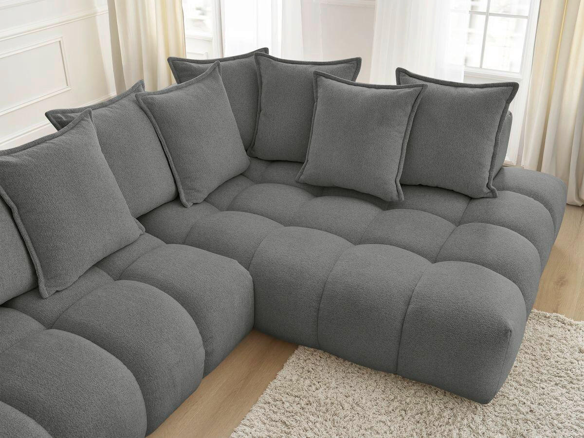 ECKSOFA Ottomane rechts  EVEREST Dunkelgrau Flachgewebe  - Dunkelgrau/Schwarz, MODERN, Kunststoff/Textil (352/210cm)