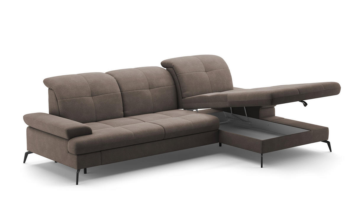ECKSOFA in Flachgewebe Schlammfarben  - Schlammfarben/Schwarz, Konventionell, Textil/Metall (279/185cm) - Sit & More