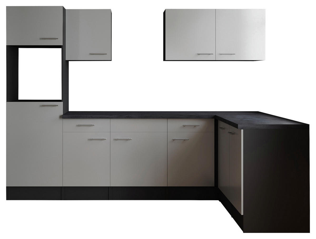 HÖRNKÖK 280/172 cm  i grå, vit  - vit/silver, Design, metall/trämaterial (280/172cm) - Respekta