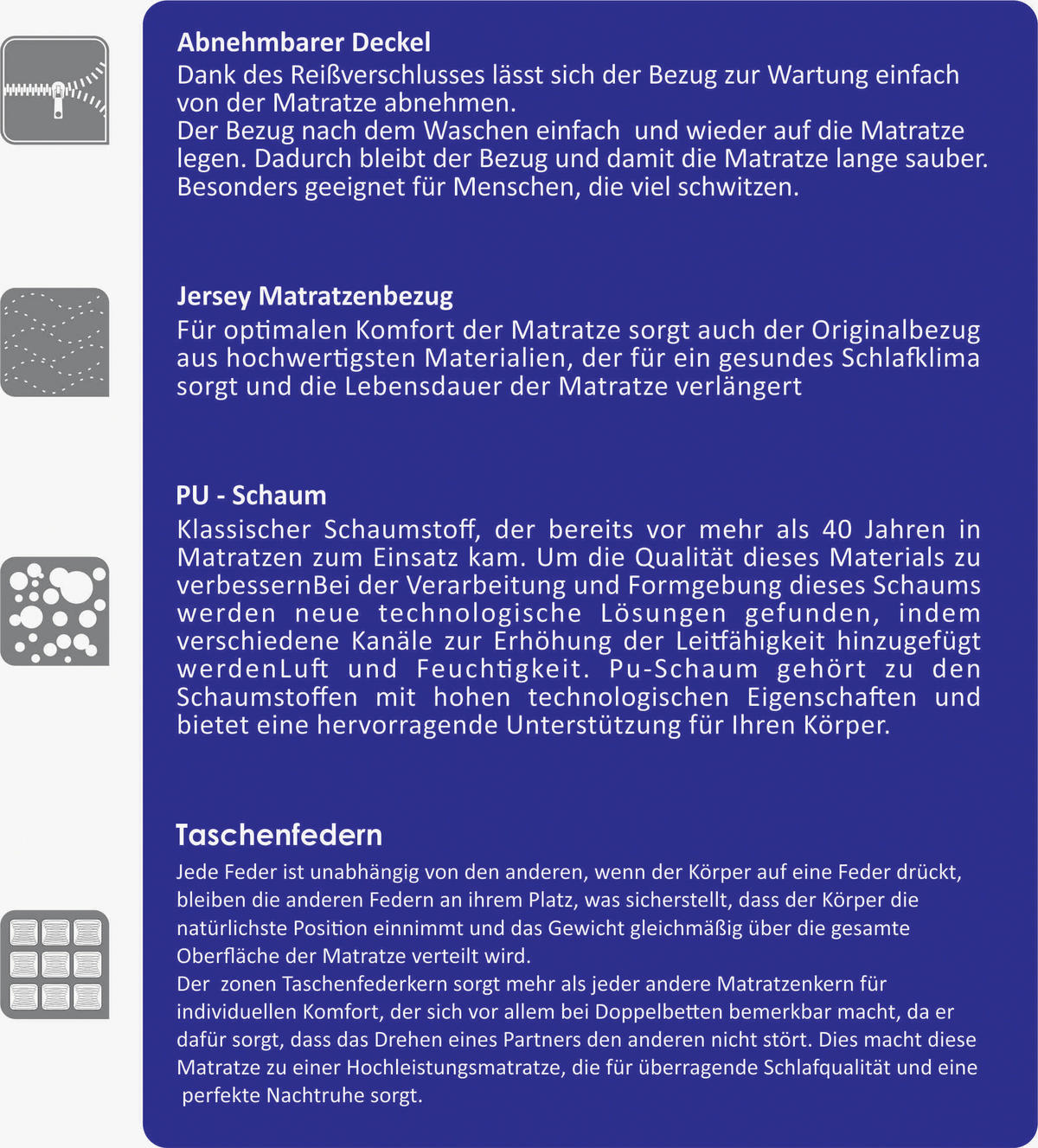TASCHENFEDERKERNMATRATZE 90/200 cm Höhe ca. 18 cm  - Weiß, Basics, Textil (90/200cm) - Boxxx
