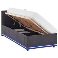 POLSTERBETT 90/200 cm,  in Graphitfarben, Beleuchtung, Lattenrost, Bettkasten,  - Birkefarben/Buchefarben, Design, Holz/Kunststoff (90/200cm) - Xora