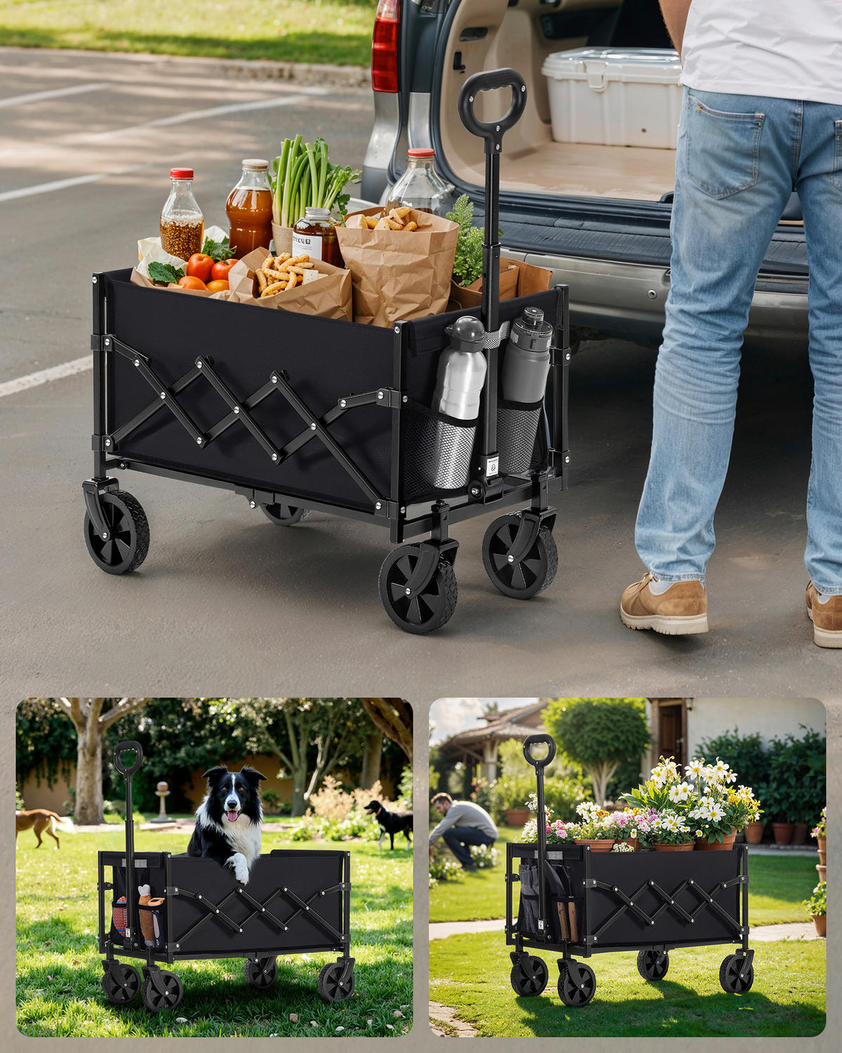 BOLLERWAGEN Schwarz 67/42/90,5 cm  - Schwarz, Basics, Textil/Metall (67/42/90,5cm)
