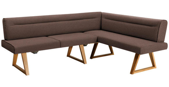 ECKBANK 230/170 cm Mikrofaser, Lederlook (vegan) Braun, Eichefarben Wildeiche massiv   - Eichefarben/Braun, KONVENTIONELL, Holz/Textil (230/170cm) - Moderano