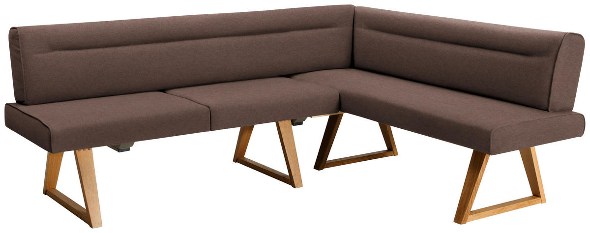 ECKBANK in Holz, Textil Braun, Eichefarben  - Eichefarben/Braun, Konventionell, Holz/Textil (230/170cm) - Moderano