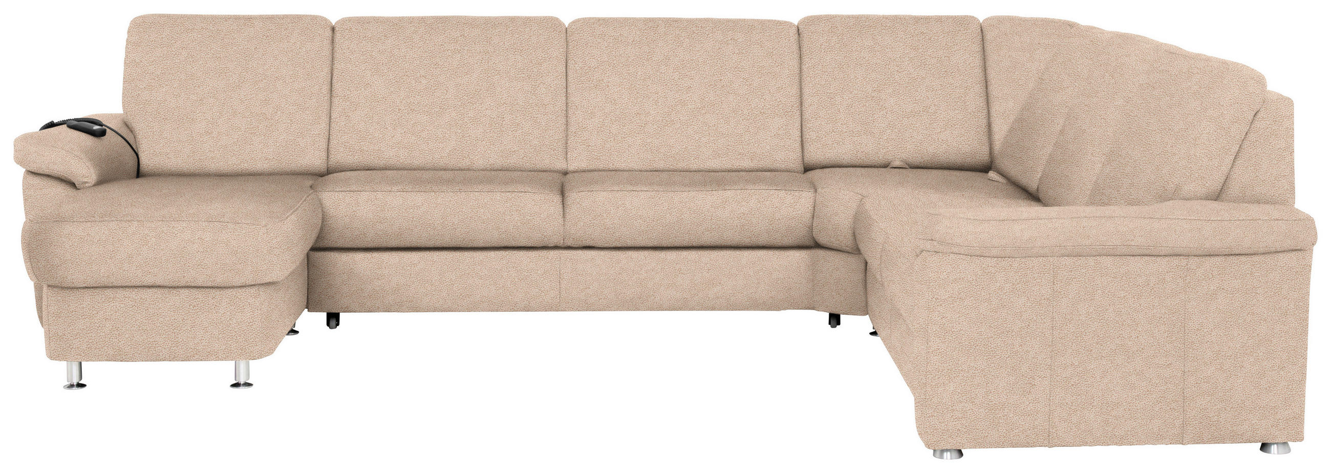 WOHNLANDSCHAFT in Flachgewebe Beige  - Chromfarben/Beige, KONVENTIONELL, Textil/Metall (163/330/240cm) - Beldomo System