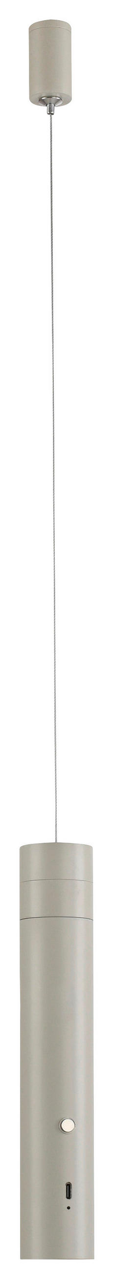 AKKU-LED-HÄNGELEUCHTE 4/4/200 cm   - Greige, Design, Kunststoff/Metall (4/4/200cm)