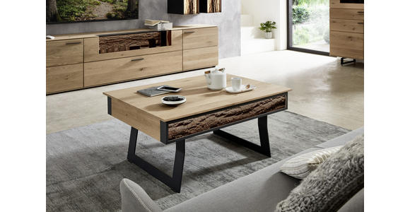 COUCHTISCH Kerneiche vollmassiv rechteckig Anthrazit, Eichefarben 105/75/47 cm  - Eichefarben/Anthrazit, Design, Holz/Metall (105/75/47cm) - Valnatura