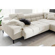 ECKSOFA inkl. Sitzvorzug in Cord Creme  - Creme/Schwarz, Design, Textil/Metall (321/216cm) - Hom`in