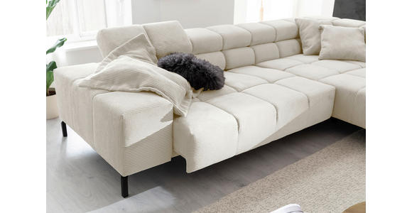 ECKSOFA inkl. Sitzvorzug in Cord Creme  - Creme/Schwarz, Design, Textil/Metall (321/216cm) - Hom`in