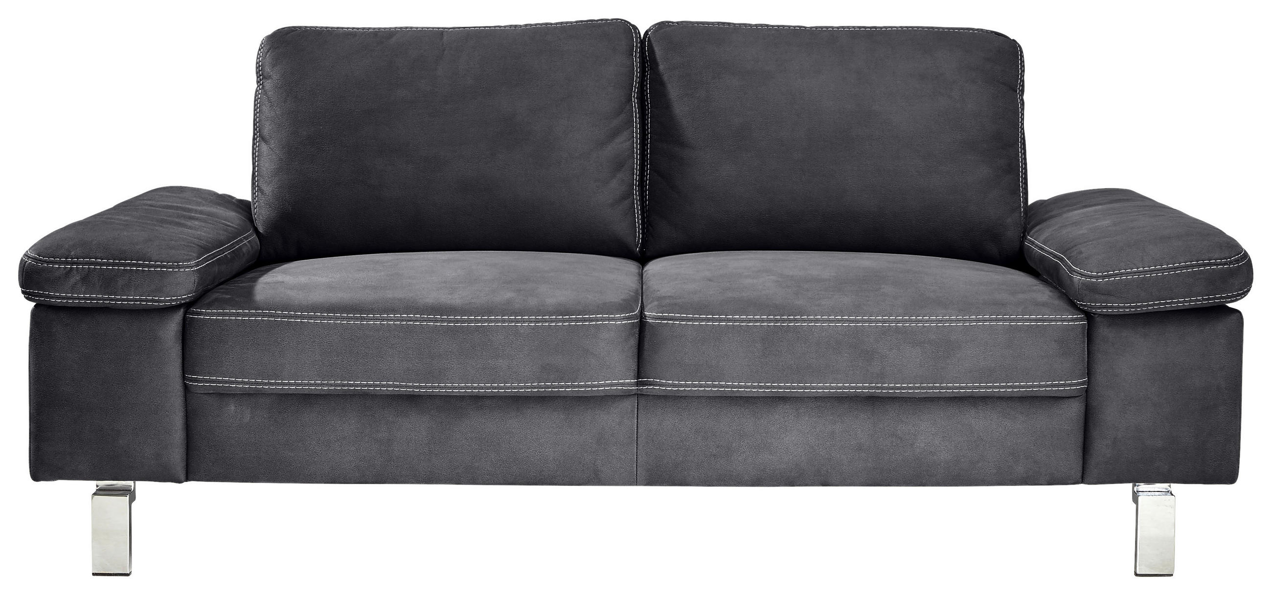 2-SITZER-SOFA  in Mikrofaser Grau  - Chromfarben/Beige, Design, Textil/Metall (194/86/97cm) - Hom`in