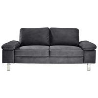 2-SITZER-SOFA  in Mikrofaser Grau  - Chromfarben/Beige, Design, Textil/Metall (194/86/97cm) - Hom`in