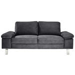 2-SITZER-SOFA  in Mikrofaser Grau  - Chromfarben/Beige, Design, Textil/Metall (194/86/97cm) - Hom`in