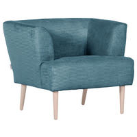 SESSEL in Cord Petrol  - Buchefarben/Petrol, Design, Holz/Textil (85/71/80cm) - MID.YOU