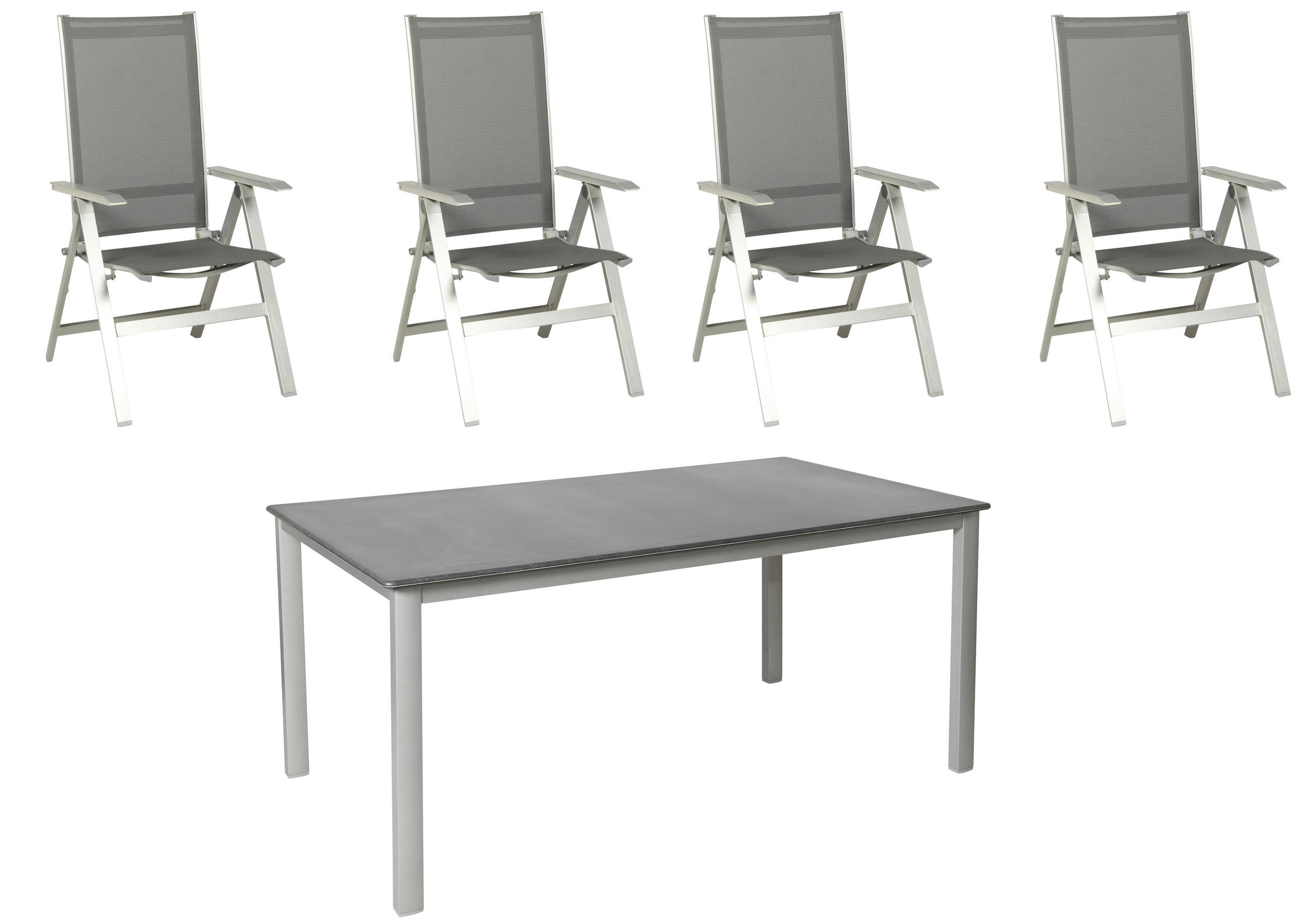 GARTENSET beschichtet Aluminium  - Platinfarben/Schieferfarben, Basics, Textil/Metall (160/90/72cm) - Acamp