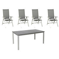 GARTENSET beschichtet Aluminium  - Platinfarben/Schieferfarben, Basics, Textil/Metall (160/90/72cm) - Acamp