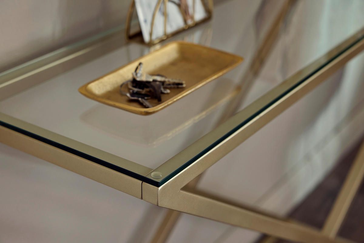 KONSOLENTISCH in Metall, Glas 100/30/74 cm   - Klar/Goldfarben, Modern, Glas/Metall (100/30/74cm) - Livetastic