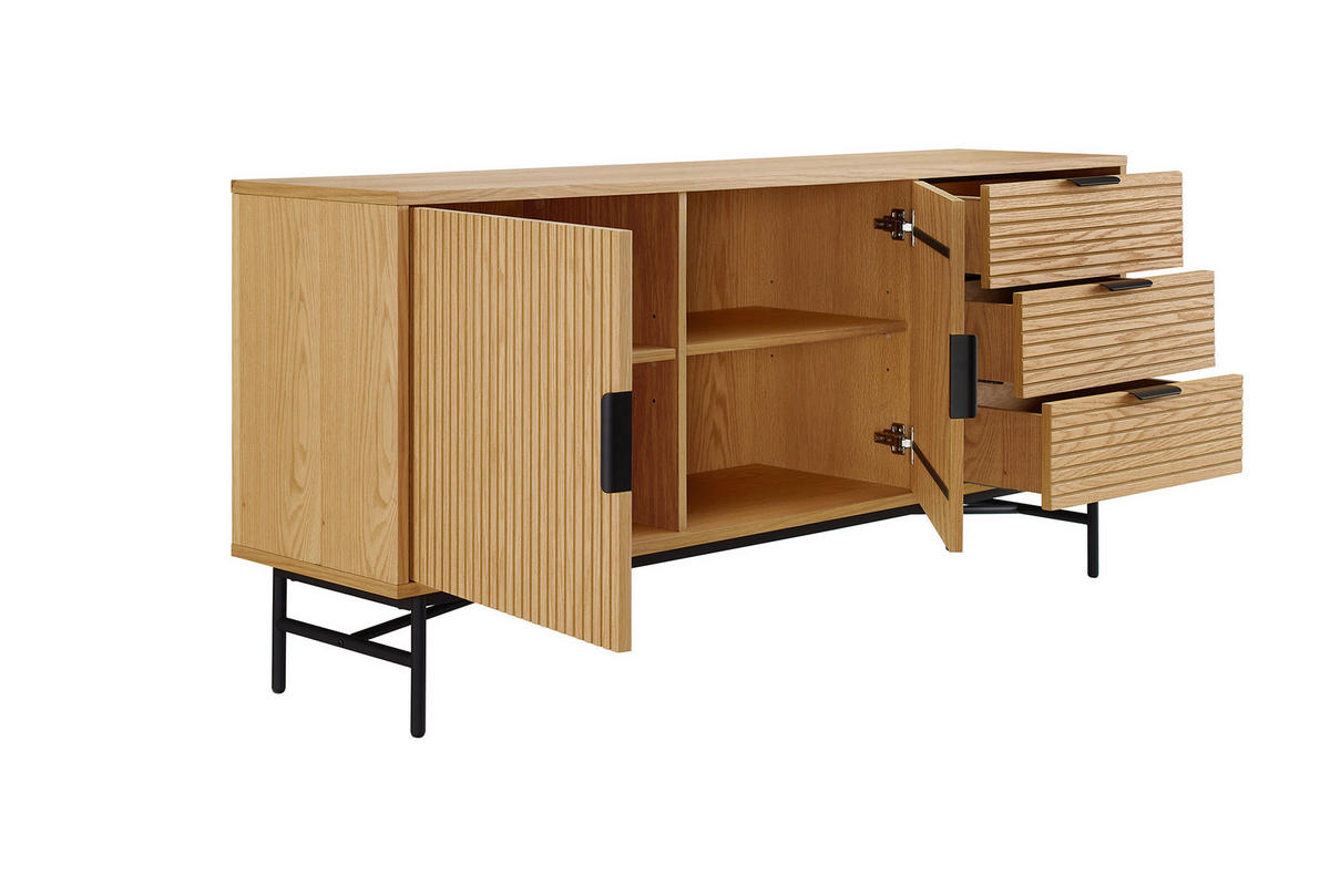 SIDEBOARD 160/75/40 cm  - Eichefarben/Schwarz, Design, Holz/Holzwerkstoff (160/75/40cm) - Livetastic
