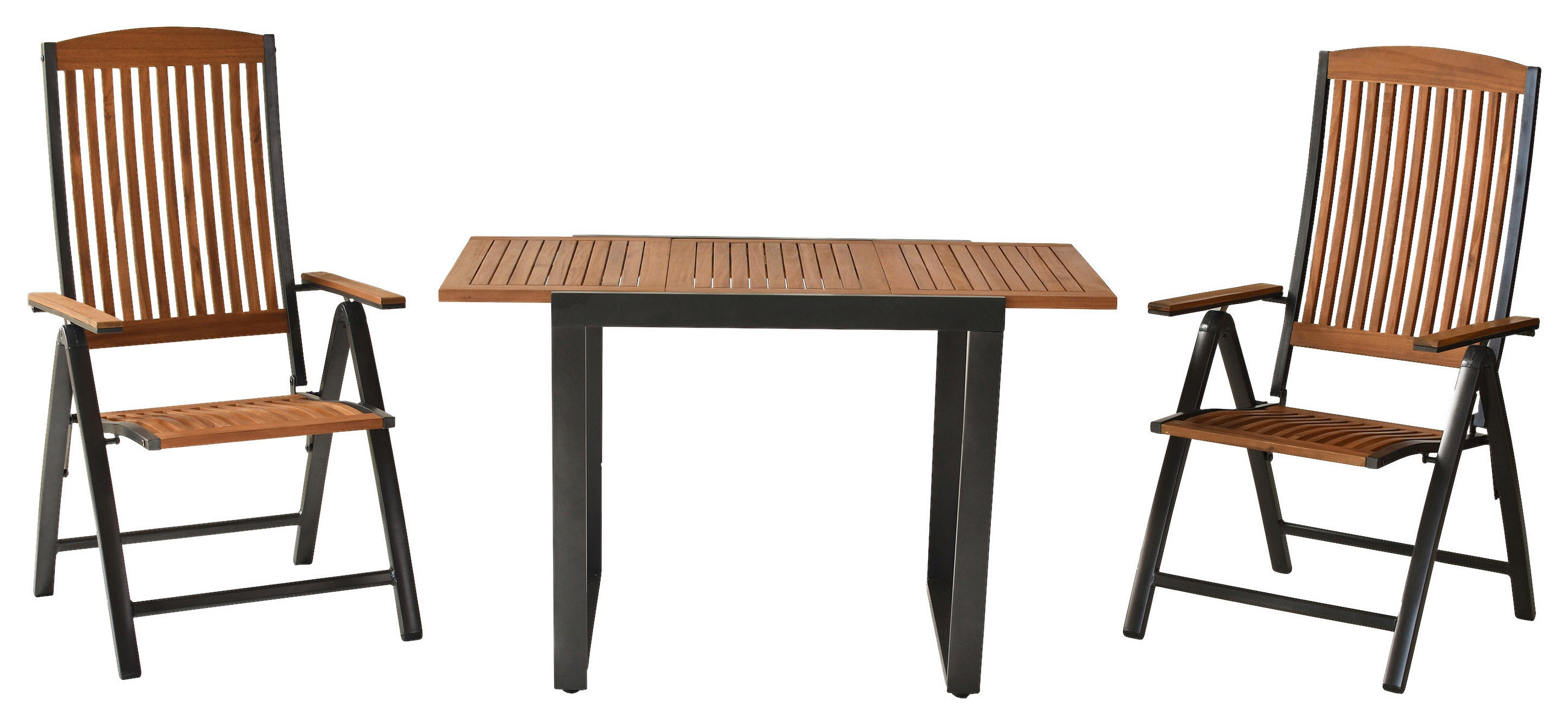 GARTENSET 3-teilig  - Graphitfarben/Naturfarben, MODERN, Holz/Metall - Gardenson