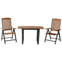 GARTENSET 3-teilig  - Graphitfarben/Naturfarben, MODERN, Holz/Metall - Gardenson
