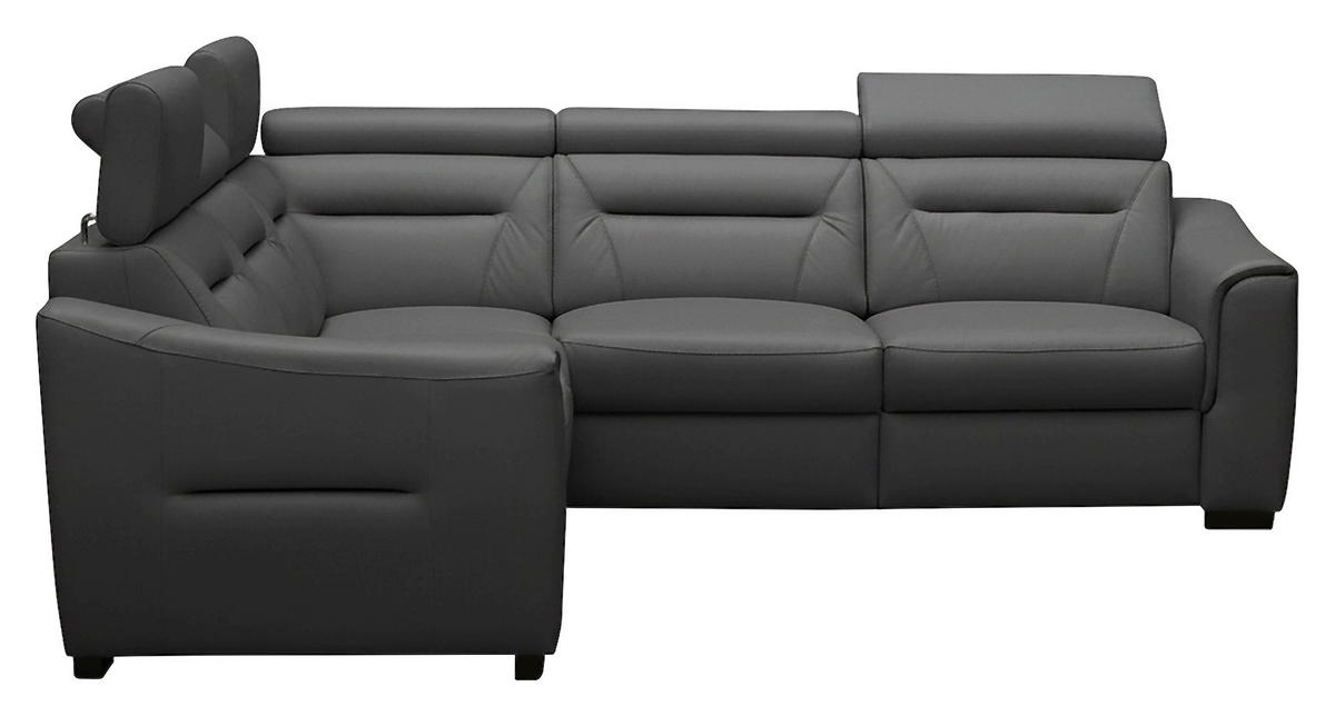 ECKSOFA  in Lederlook Echtleder Anthrazit  - Wengefarben/Anthrazit, Design, Leder/Holz (260/260cm) - Celina Home