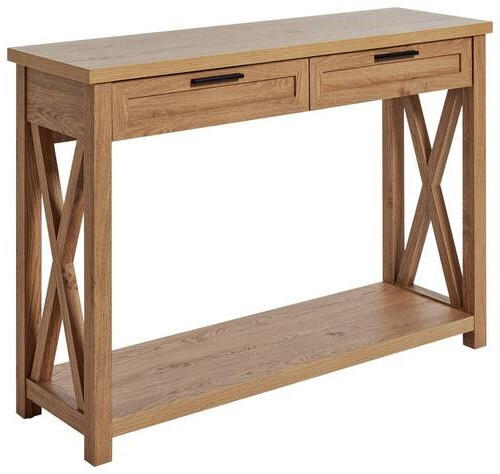 KONSOLENTISCH Eichefarben  - Eichefarben/Schwarz, LIFESTYLE, Holzwerkstoff/Metall (110/34/77cm)