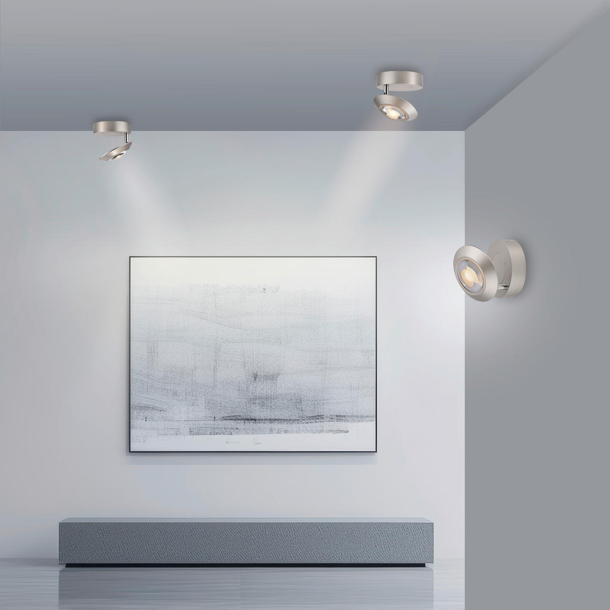 LED-DECKENLEUCHTE Oculis 26/21/20 cm   - Alufarben, MODERN, Glas/Kunststoff (26/21/20cm) - Neuhaus PURE