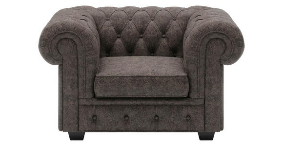 CHESTERFIELD-SESSEL Echtleder Dunkelbraun    - Wengefarben/Dunkelbraun, LIFESTYLE, Leder/Holz (115/76,5/96cm) - Landscape