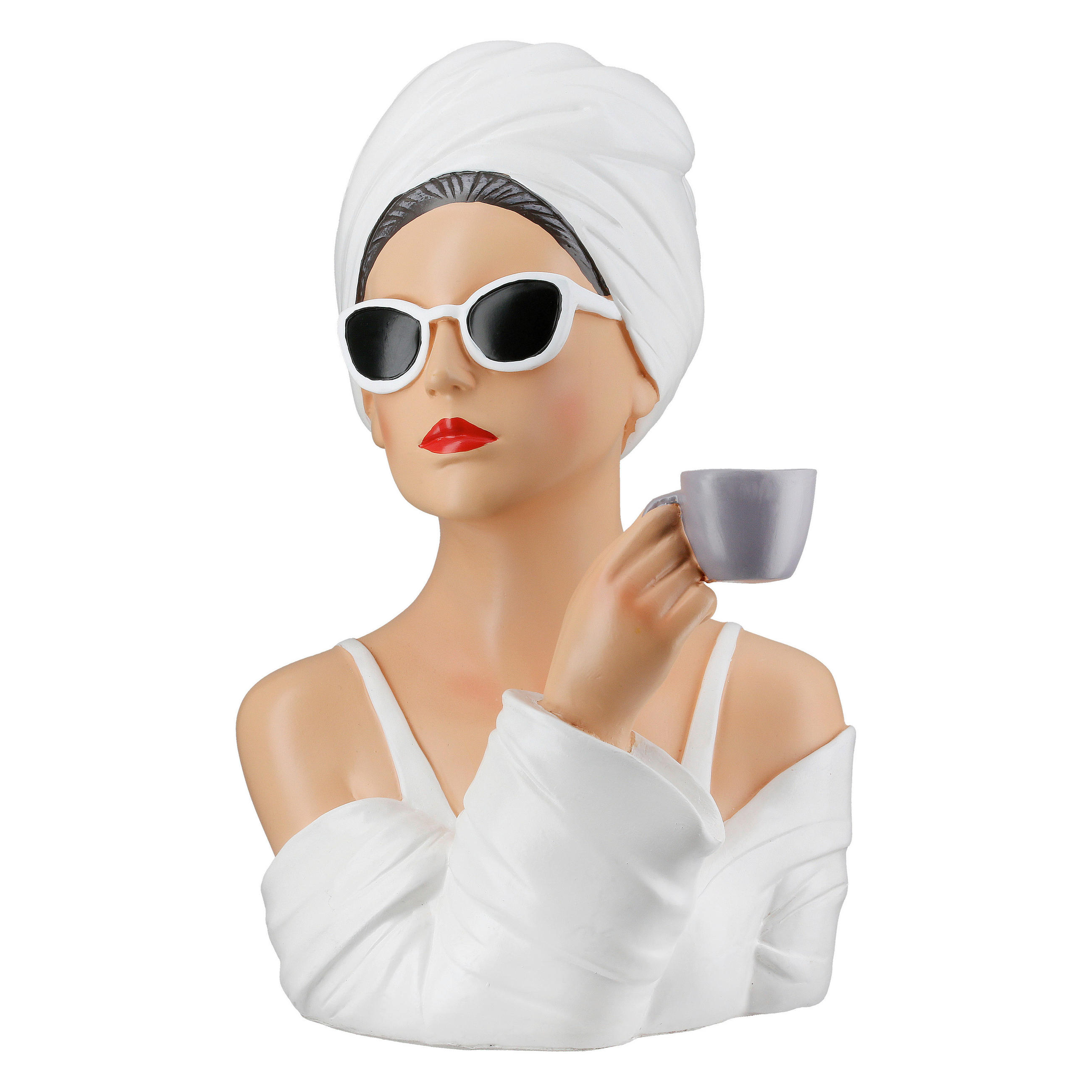 SKULPTUR - Beige/Weiß, Trend, Kunststoff (19/28/16,5cm) - Ambia Home