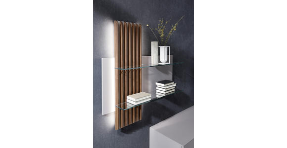 WOHNWAND in Grau, Nussbaumfarben - Nussbaumfarben/Grau, Design, Glas/Holz - Ambiente