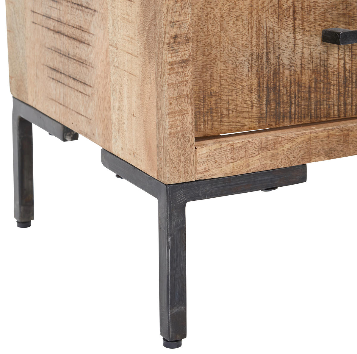 VITRINE  in massiv Mangoholz Anthrazit, Naturfarben - Anthrazit/Naturfarben, Natur, Glas/Holz (90/192/40cm) - MID.YOU