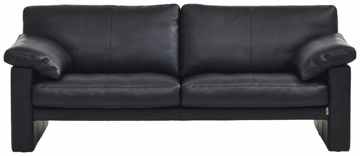 2-SITZER-SOFA Schwarz Echtleder  - Schwarz, Design, Leder (210/81-84/87cm) - Erpo