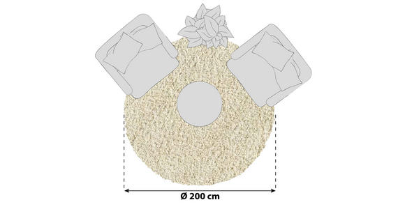 HOCHFLORTEPPICH 200 cm FASHION SHAGGY Creme - Creme, Basics, Textil (200cm) - Novel