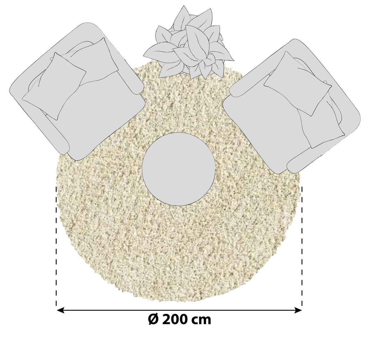 HOCHFLORTEPPICH 200 cm FASHION SHAGGY Creme  - Creme, Basics, Textil (200cm) - Novel
