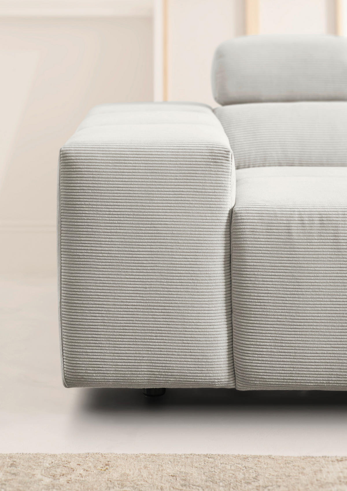 ECKSOFA Weiß Feincord  - Schwarz/Weiß, Design, Kunststoff/Textil (319/215cm) - Hom`in