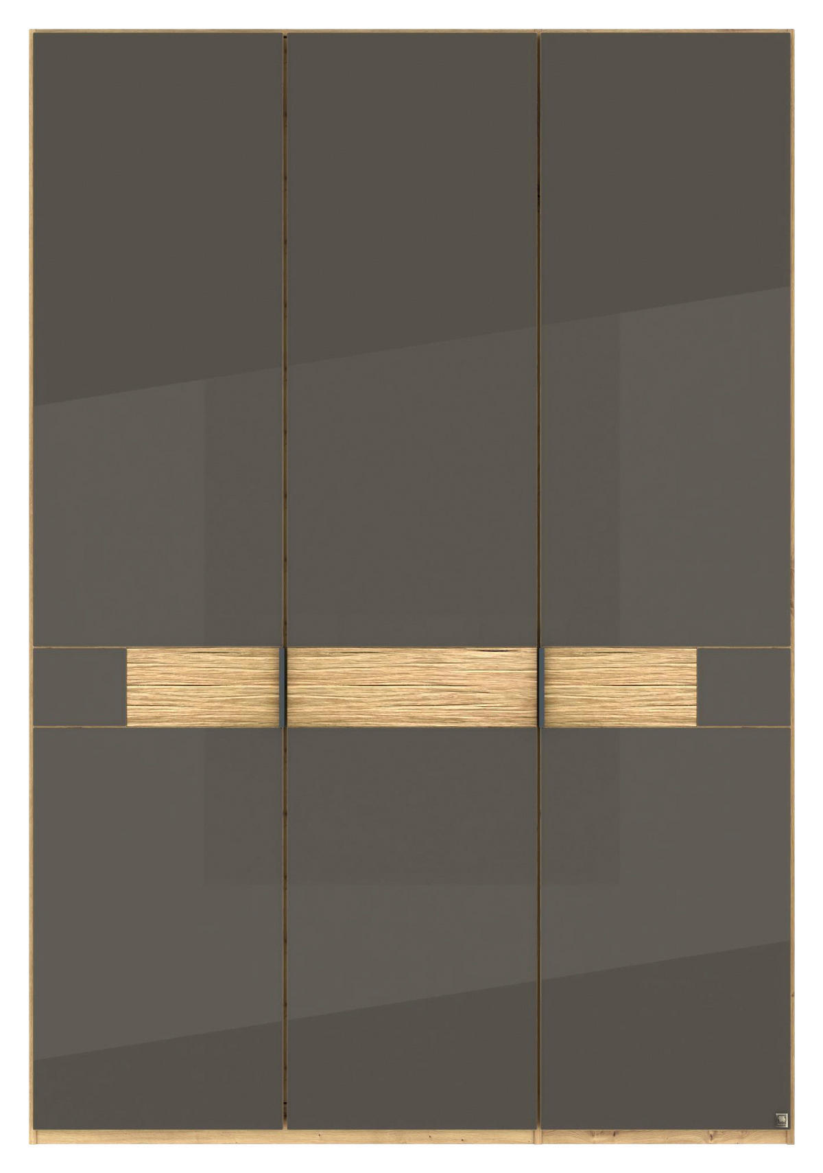 DREHTÜRENSCHRANK 150/216/58 cm,  in Eiche Bianco, 3 Tür(en)  - Schieferfarben/Eiche Bianco, Design, Glas/Holz (150/216/58cm) - Musterring