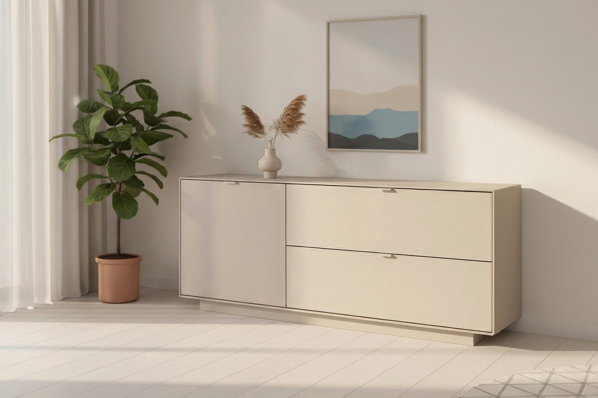 LOWBOARD Sivas  in 160/62/37,5 cm  - Sandfarben, Design, Holzwerkstoff/Kunststoff (160/62/37,5cm) - MID.YOU