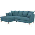 ECKSOFA in Webstoff Blau  - Blau/Eichefarben, KONVENTIONELL, Holz/Textil (284/162cm) - Carryhome