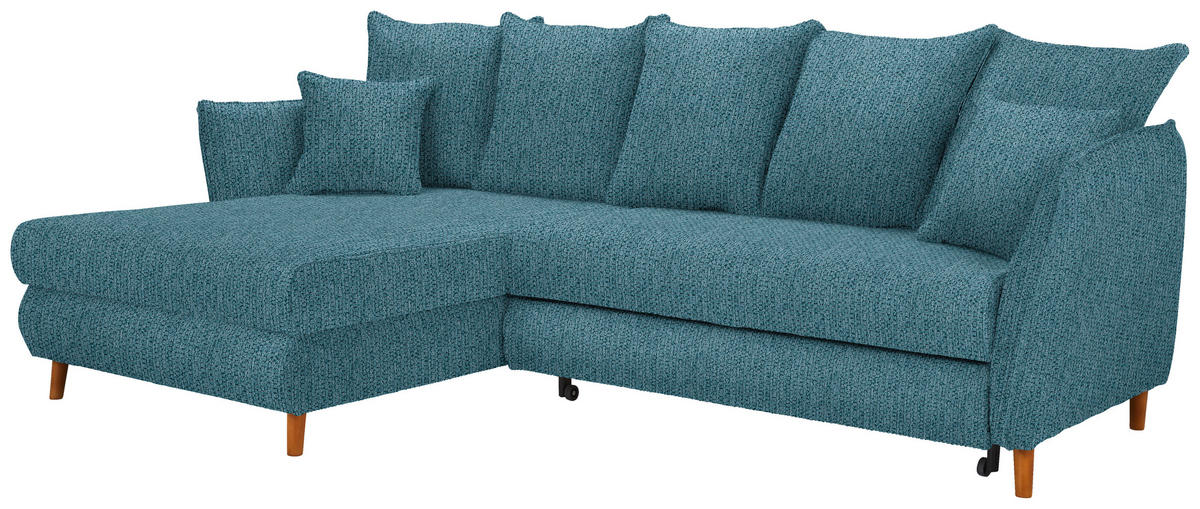 ECKSOFA in Webstoff Blau  - Blau/Eichefarben, Konventionell, Holz/Textil (284/162cm) - Carryhome